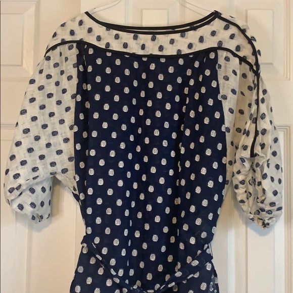 Anthropologie linen polka dot top size 8 - Picture 2 of 7